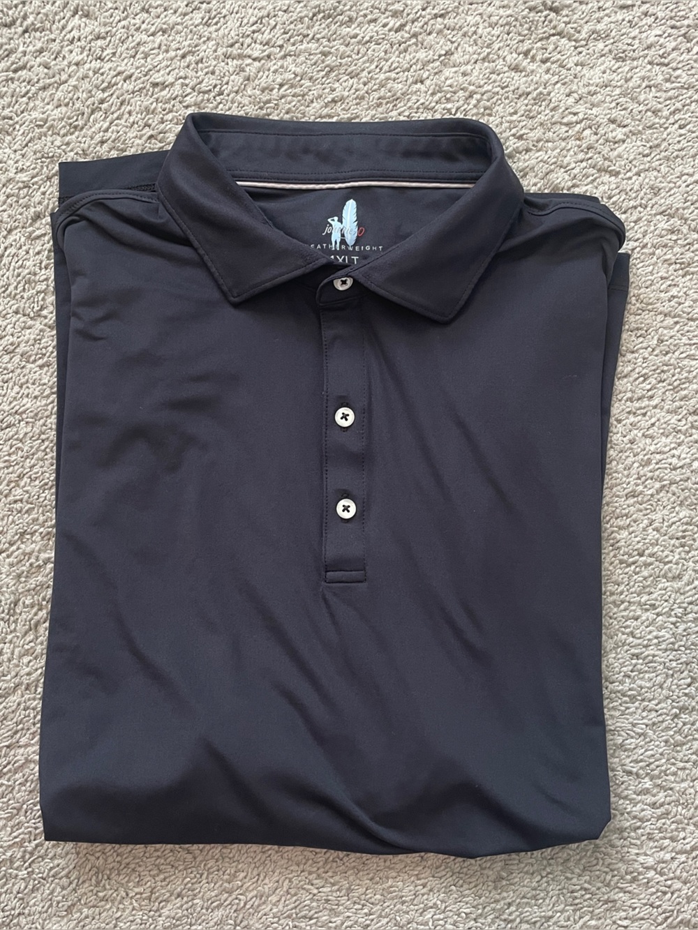 Johnnie-O Mens XL Black Featherweight Performance Golf Polo Shirt Surfer Logo
